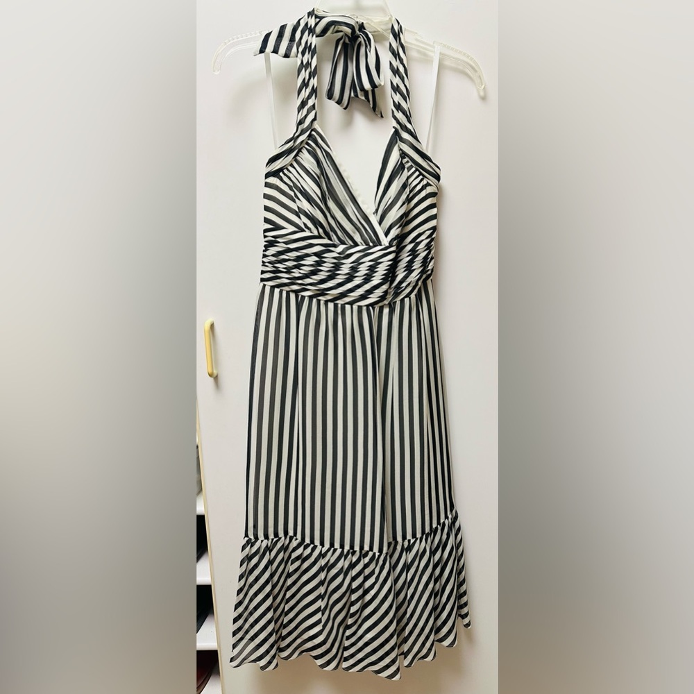 BCBG MAXAZRIA black and cream halter dress size 6